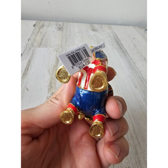 Kalifano bulldog jeweled trinket box keepsake jewelry rhinestone Americana patri - Picture 8 of 8